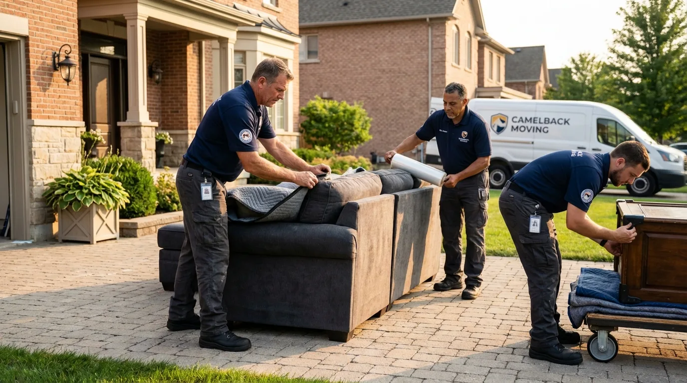 Large estate moving crew wrapping furniture in Robert Lee, TX